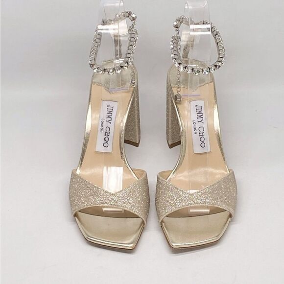 Jimmy Choo  Saeda 85MM Glitter Sandals size 35.5 - Picture 4 of 15
